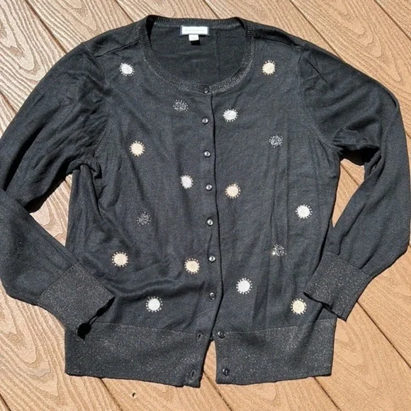 Charter club like new black rhinestone embellishd sweater - Picture 4 of 8